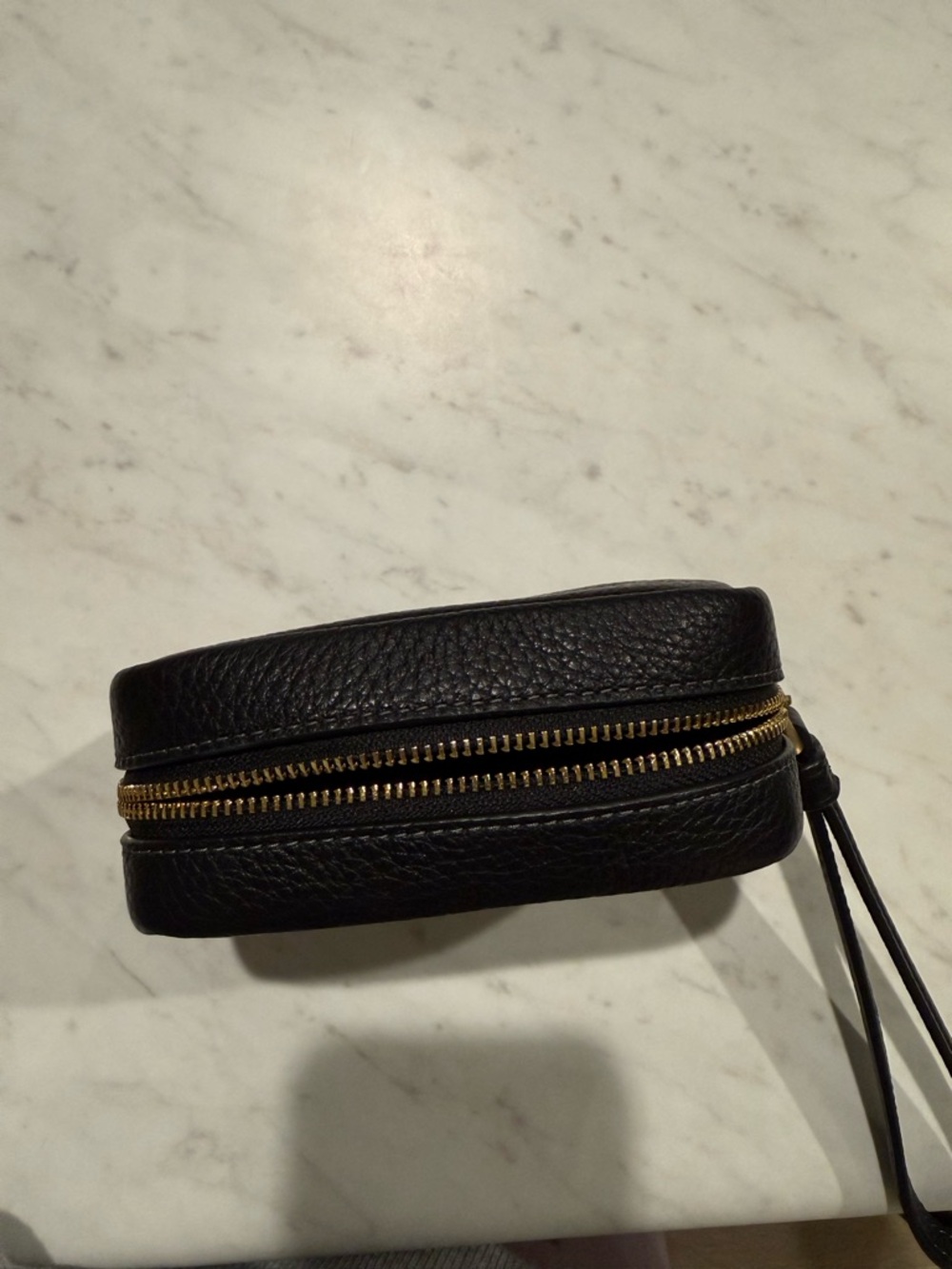 Coach Black Pebbled Leather Wristlet with Gold Logo - Picture 3 of 5